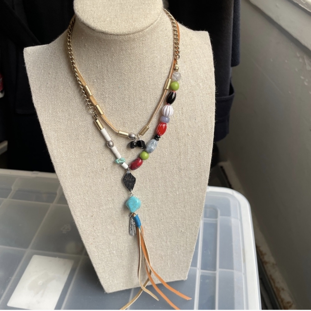 Free People Adore You Necklace boho multi strand mixed materials NWOT